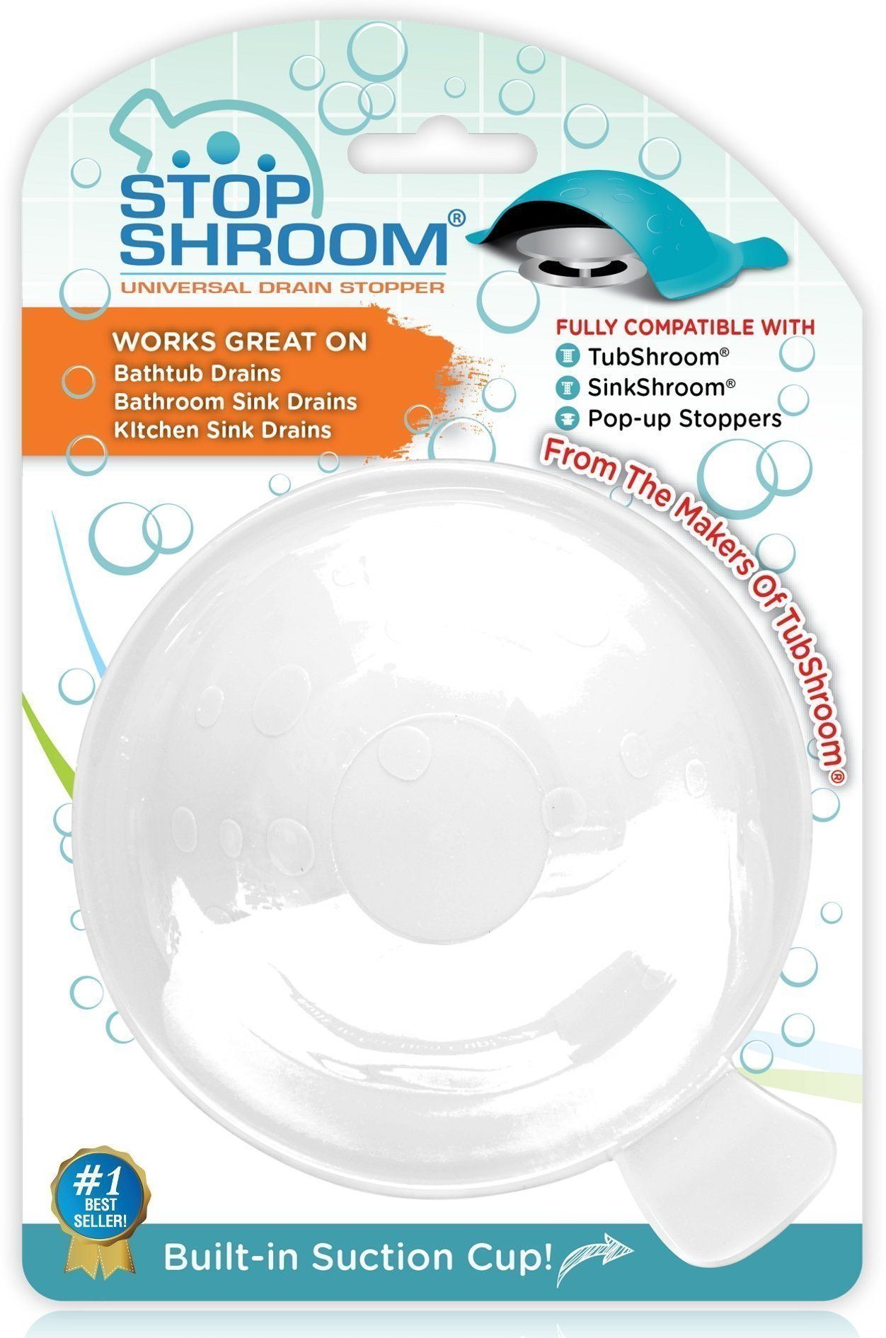 StopShroom® (White) Universal Stopper Cover for Bathtub, Bathroom, and Kitchen Drains Drain Protector Juka Innovations Corporation 