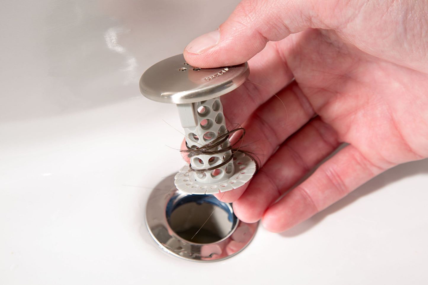 SinkShroom (Nickel Edition) The Hair Catcher That Prevents Clogged Bathroom Sink Drains Drain Protector Juka Innovations Corporation