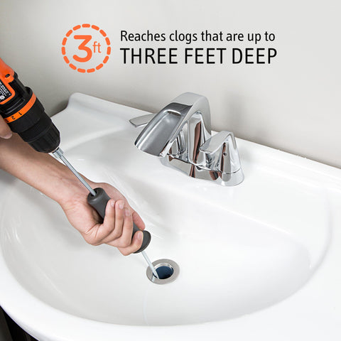 DrainShroom Tub and Sink Snake Auger Clog Remover for Drains, 36 Inch, Stainless