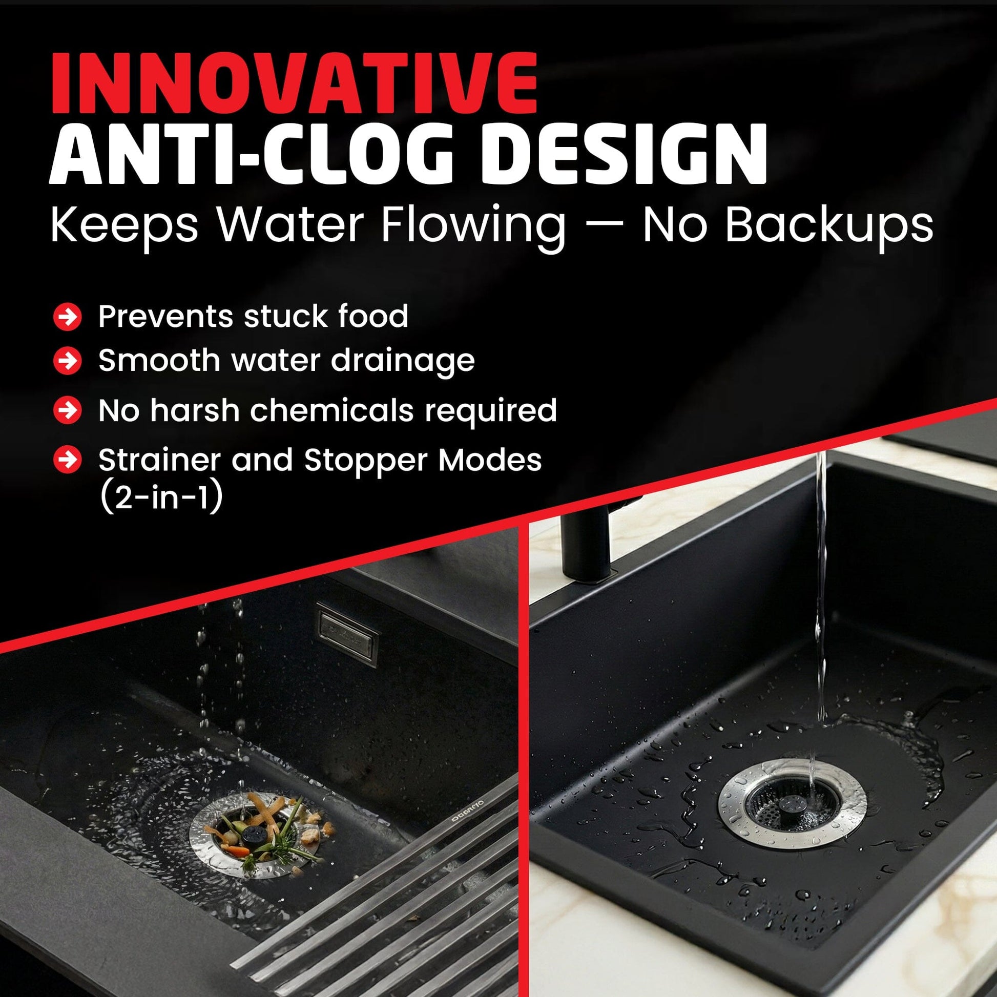 SinkShroom Kitchen Sink Drain Strainer, 2-in-1 Pop-Up Sink Stopper & Strainer with Removable Anti-Clog Basket, 304 Stainless Steel, Fits 3"-3.4" US Standard Drains Drain Protector Juka Innovations Corporation 