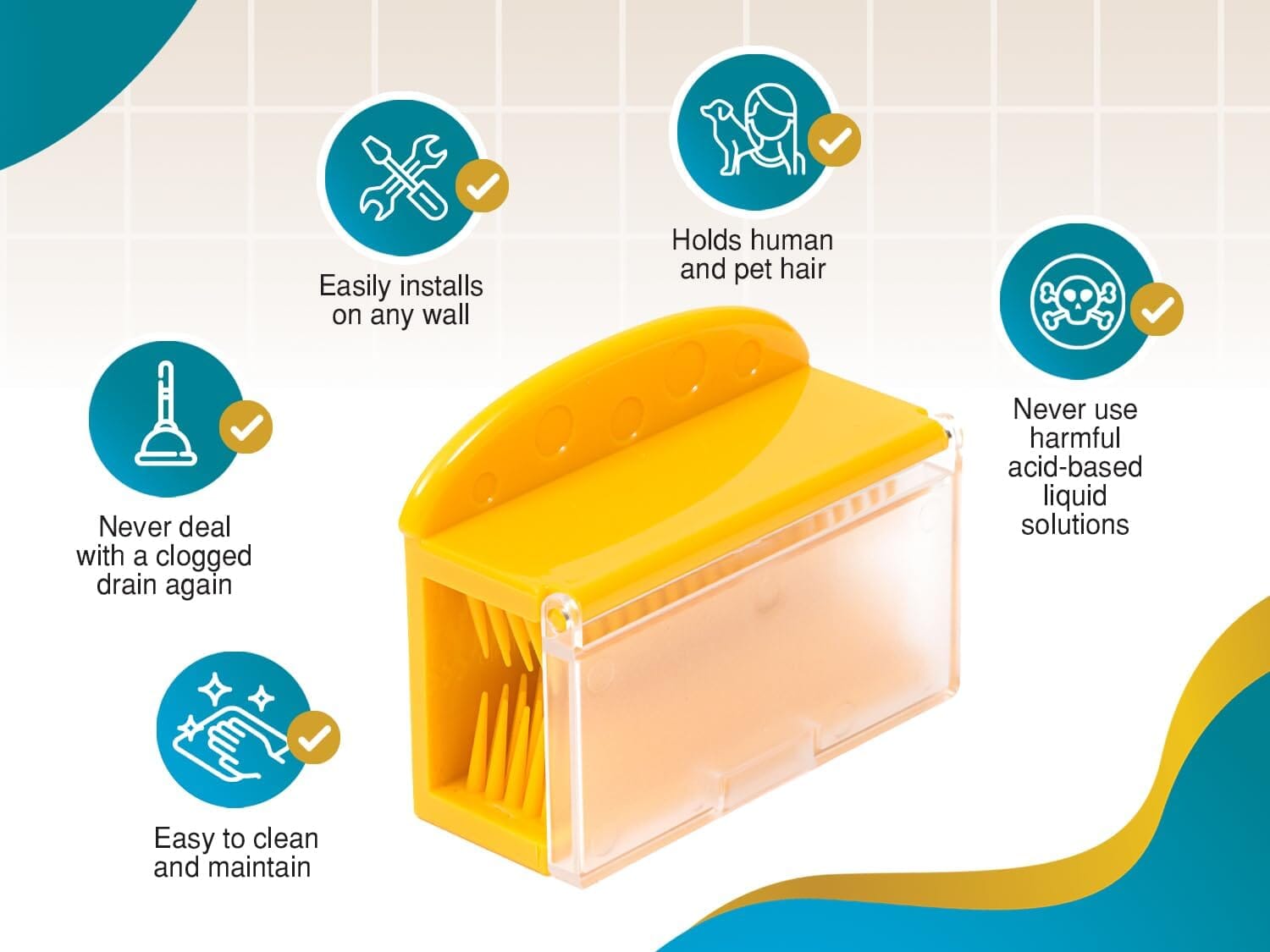 HairShroom Reusable Shower & Bathtub Wall Hair Catcher Hair Grabber Snare TubShroom.com 