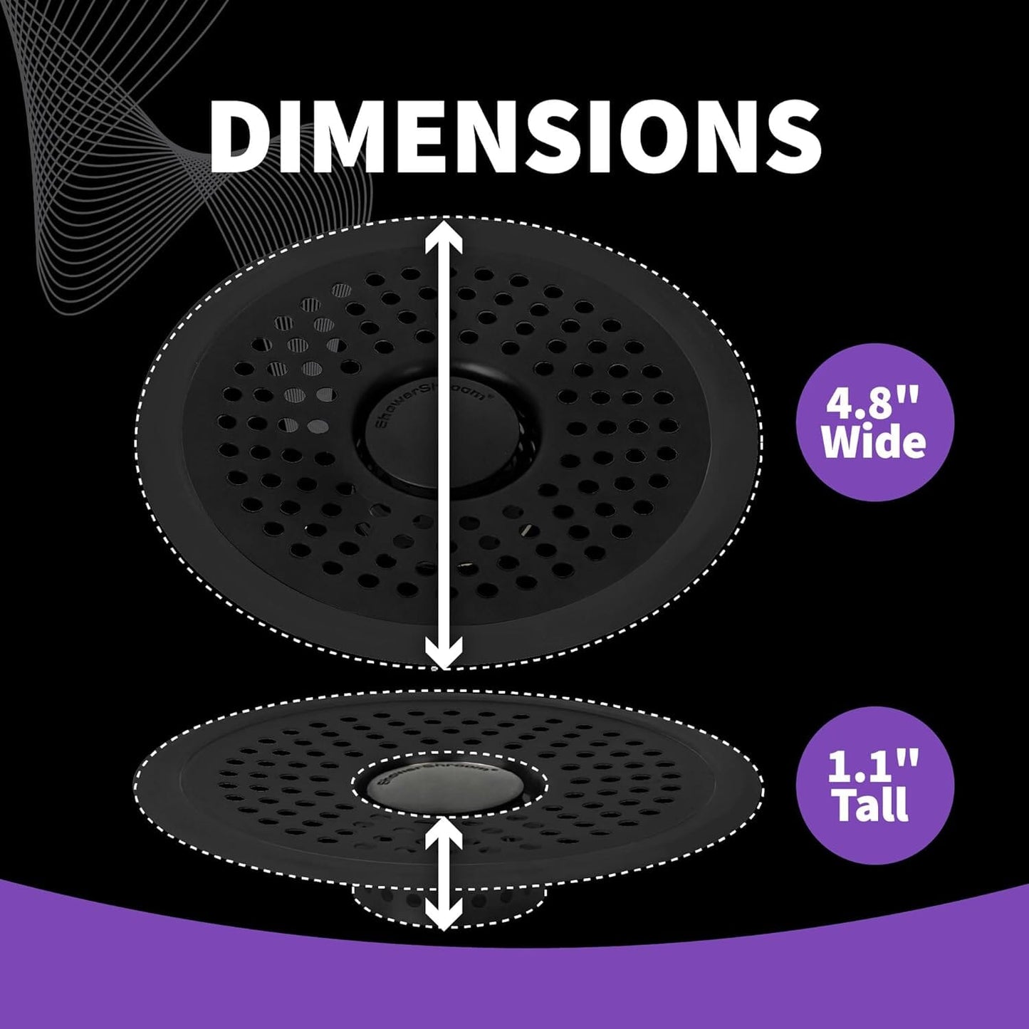 ShowerShroom Ultra Matte Black Hair Catcher, Stainless Steel Drain Protector, Fits All Shower Drains Drain Protector Juka Innovations Corporation 