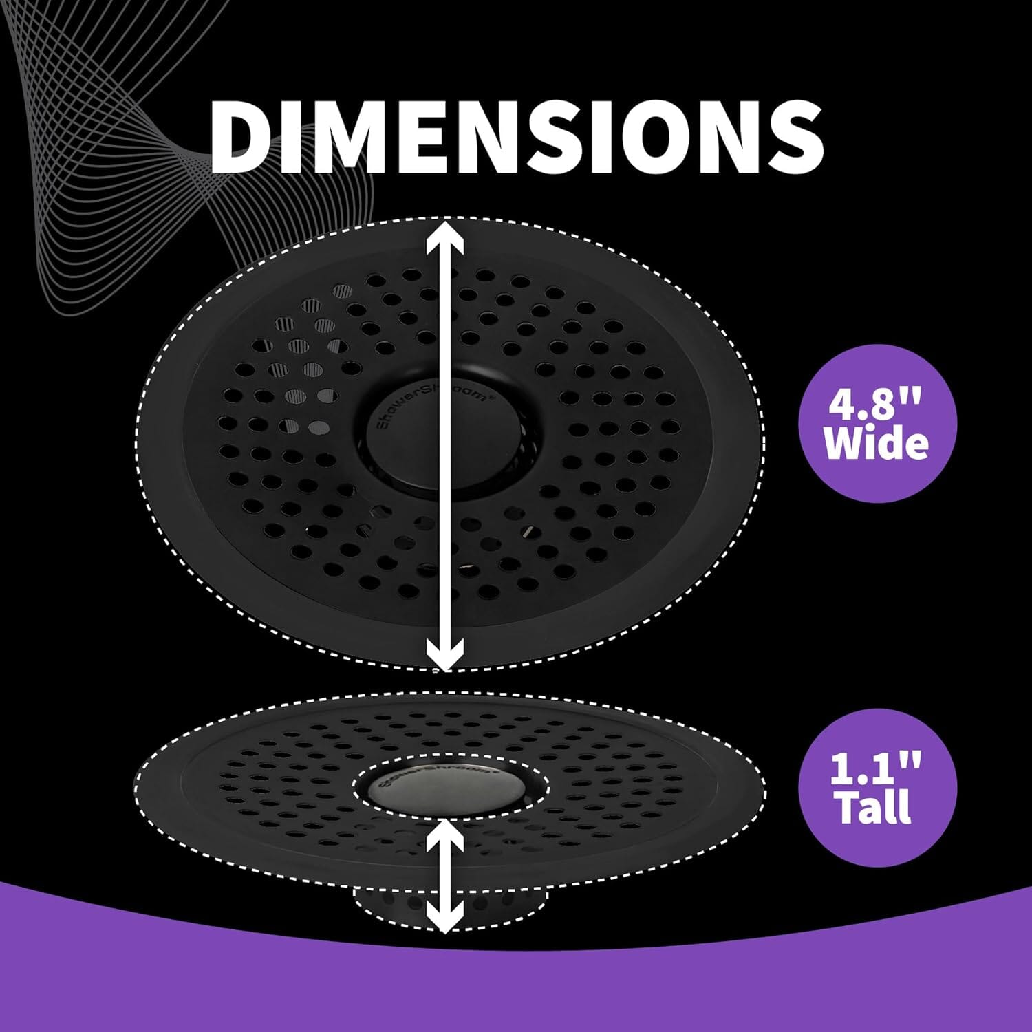 ShowerShroom Ultra Matte Black Hair Catcher, Stainless Steel Drain Protector, Fits All Shower Drains Drain Protector Juka Innovations Corporation 