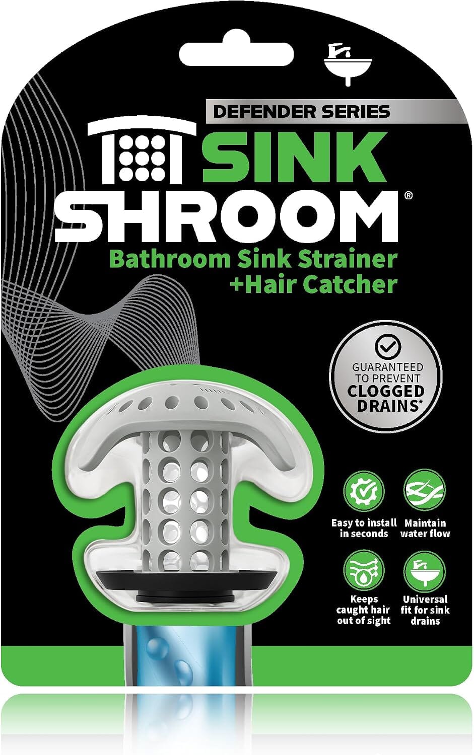SinkShroom Defender Bathroom Sink Drain Protector, Hair Catcher with Multiple Drain Adapters Drain Protector Juka Innovations Corporation 