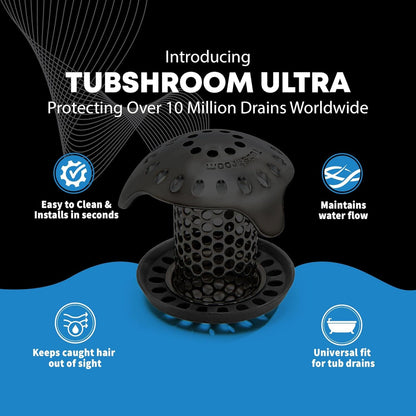 TubShroom Ultra Stainless Steel Drain Protector, Hair Catcher Strainer for Bathroom Tub and Shower, Matte Black, 1-Pack Drain Protector TubShroom.com 