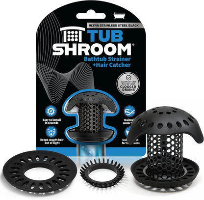 TubShroom Ultra Stainless Steel Drain Protector, Hair Catcher Strainer for Bathroom Tub and Shower, Matte Black, 1-Pack Drain Protector TubShroom.com 