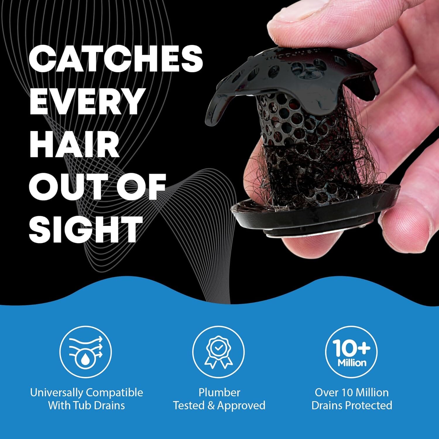 TubShroom Ultra Stainless Steel Drain Protector, Hair Catcher Strainer for Bathroom Tub and Shower, Matte Black, 1-Pack Drain Protector TubShroom.com 