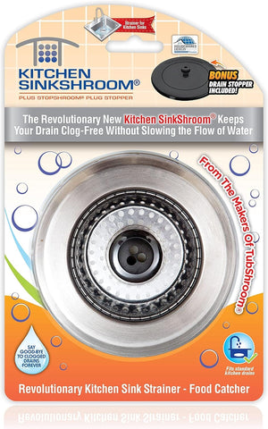 Kitchen SinkShroom (Stainless) Strainer with Built-in Anti-Clog Technology