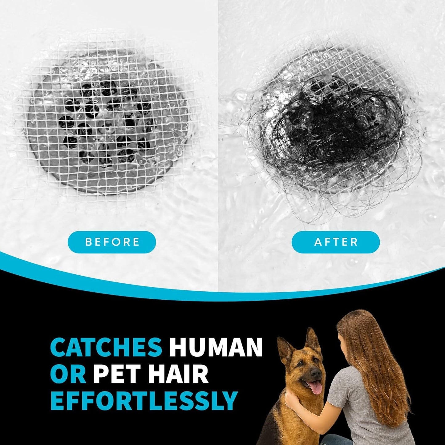 TubShroom 10 Pack Disposable Drain Cover - Hair Catcher Mesh Sticker Strainers for Shower Bathtub and Bathroom - Hair Catcher Sticker Drain Protector - 2 Month Supply Hair Catcher TubShroom.com 