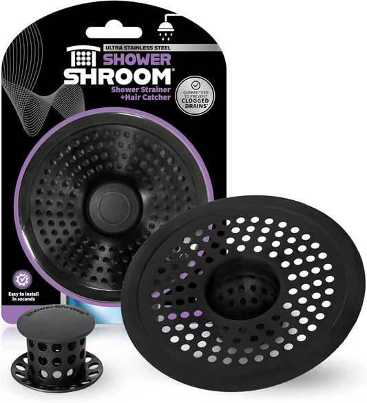 ShowerShroom Ultra Matte Black Hair Catcher, Stainless Steel Drain Protector, Fits All Shower Drains Drain Protector Juka Innovations Corporation 