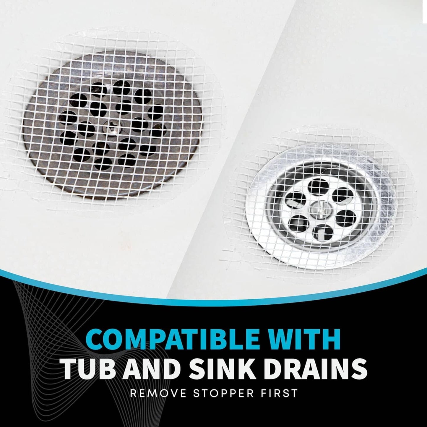 TubShroom 10 Pack Disposable Drain Cover - Hair Catcher Mesh Sticker Strainers for Shower Bathtub and Bathroom - Hair Catcher Sticker Drain Protector - 2 Month Supply Hair Catcher TubShroom.com 