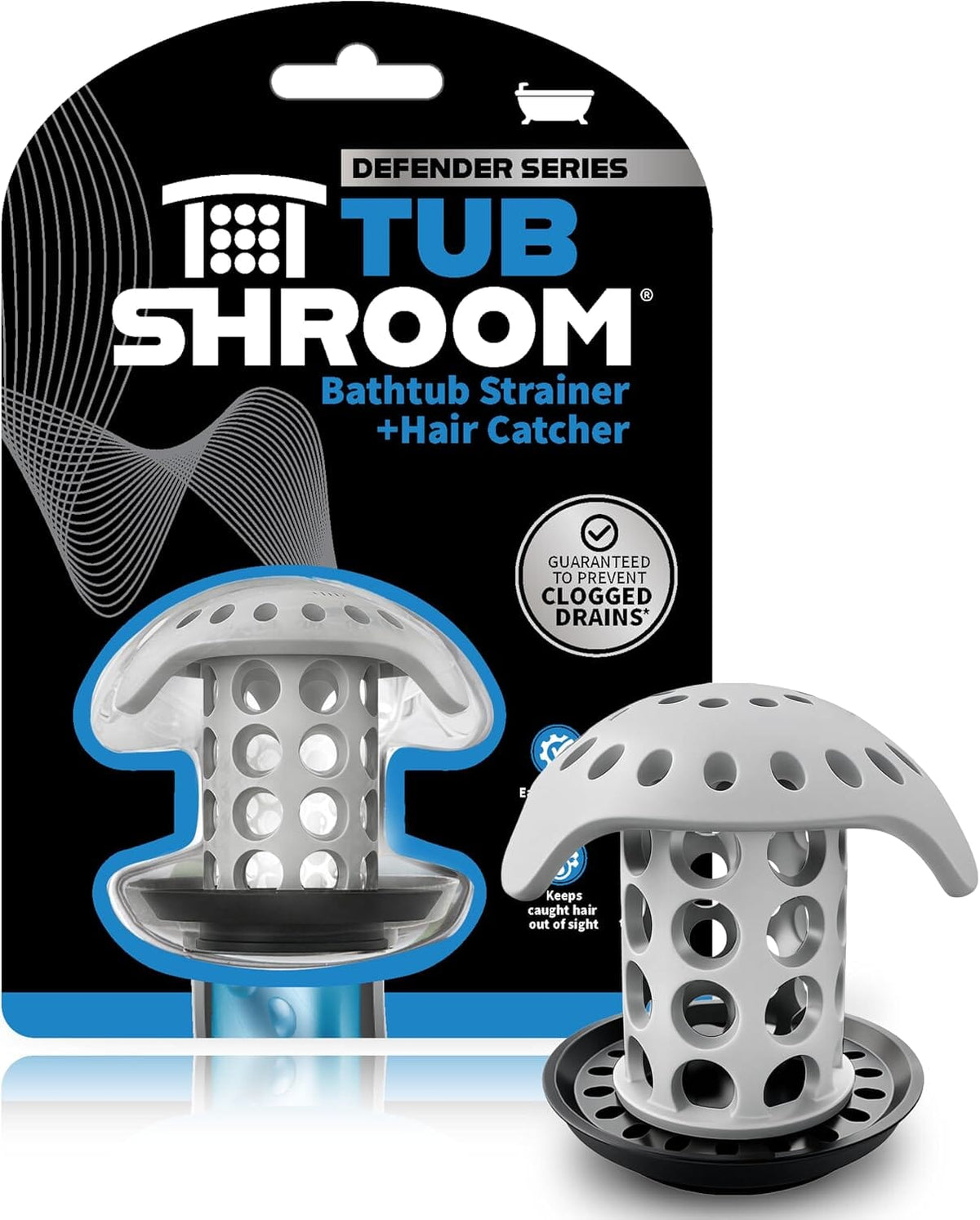 TubShroom Bathtub Drain Hair Catcher – in-Drain Tub Strainer & Clog Prevention Protector, Fits Standard Tub Drains, Easy Clean, Captures Human & Pet Hair Out of Sight Hair Catcher Juka Innovations Corporation 