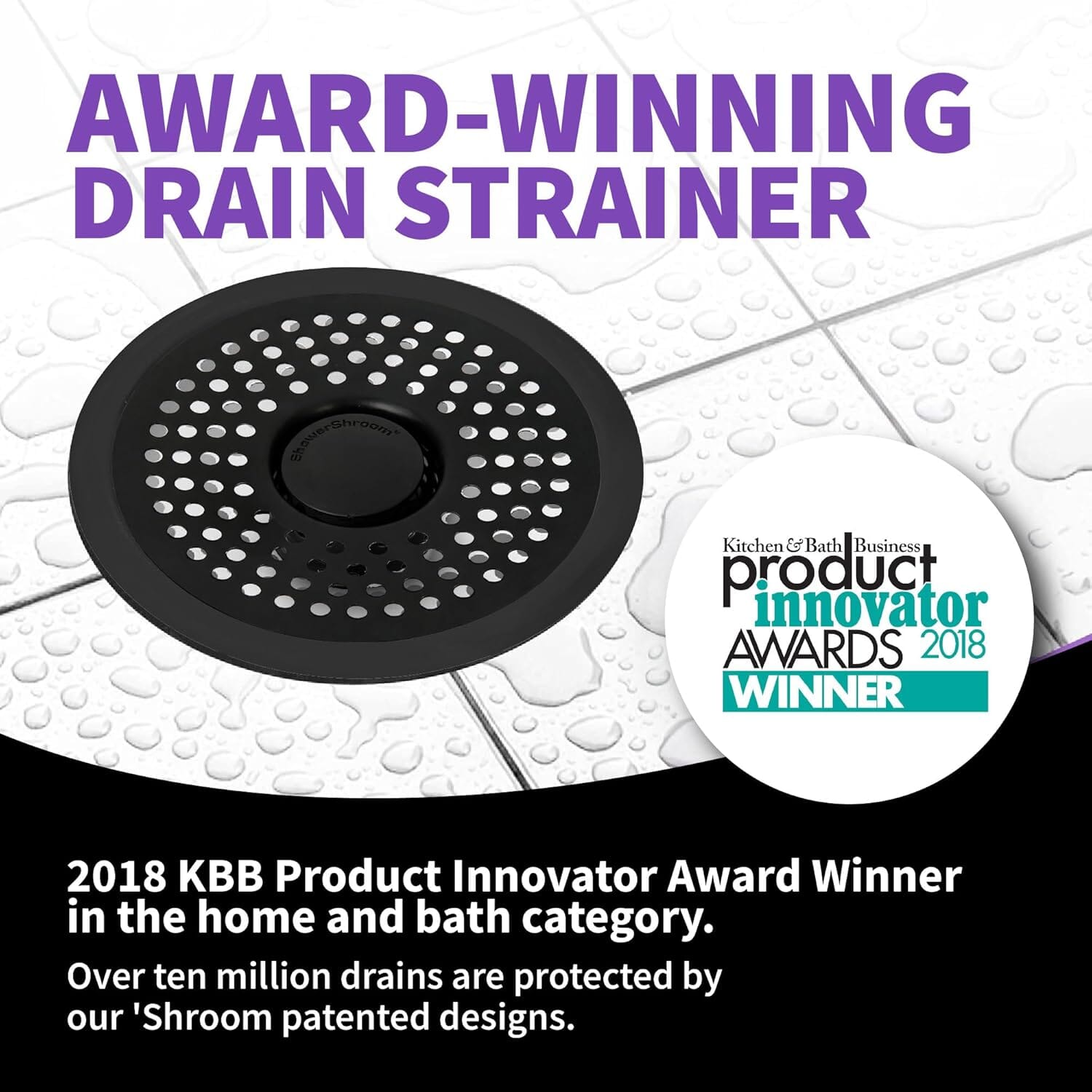 ShowerShroom Ultra Matte Black Hair Catcher, Stainless Steel Drain Protector, Fits All Shower Drains Drain Protector Juka Innovations Corporation 