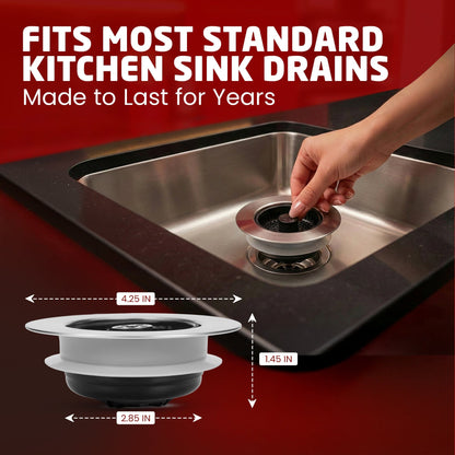 SinkShroom Kitchen Sink Drain Strainer, 2-in-1 Pop-Up Sink Stopper & Strainer with Removable Anti-Clog Basket, 304 Stainless Steel, Fits 3"-3.4" US Standard Drains Drain Protector Juka Innovations Corporation 