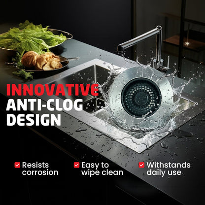 SinkShroom Kitchen Sink Drain Strainer, 2-in-1 Pop-Up Sink Stopper & Strainer with Removable Anti-Clog Basket, 304 Stainless Steel, Fits 3"-3.4" US Standard Drains Drain Protector Juka Innovations Corporation 