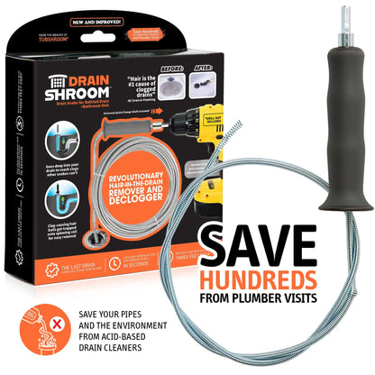 DrainShroom Tub and Sink Snake Auger Clog Remover for Drains, 36 Inch, Stainless Plunger Juka Innovations Corporation 