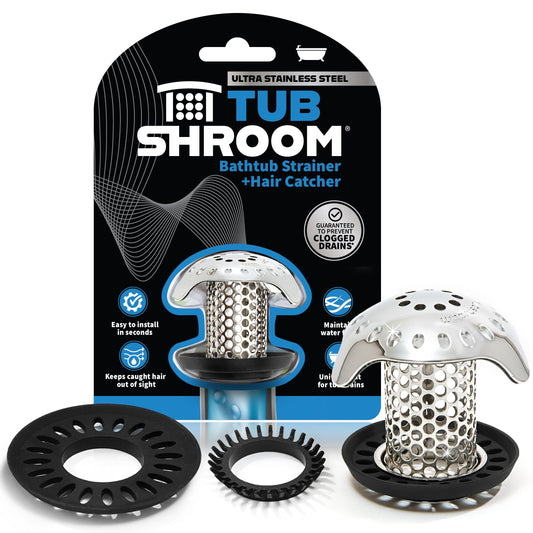 TubShroom Ultra (Stainless) Hair Catcher to Prevent Clogged Tub Drains Drain Protector Juka Innovations Corporation 