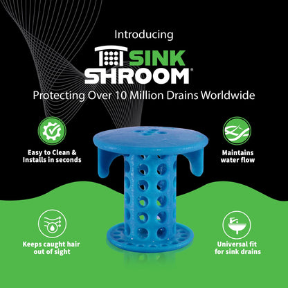 SinkShroom® (Blue) The Hair Catcher That Prevents Clogged Bathroom Sink Drains Drain Protector Juka Innovations Corporation 