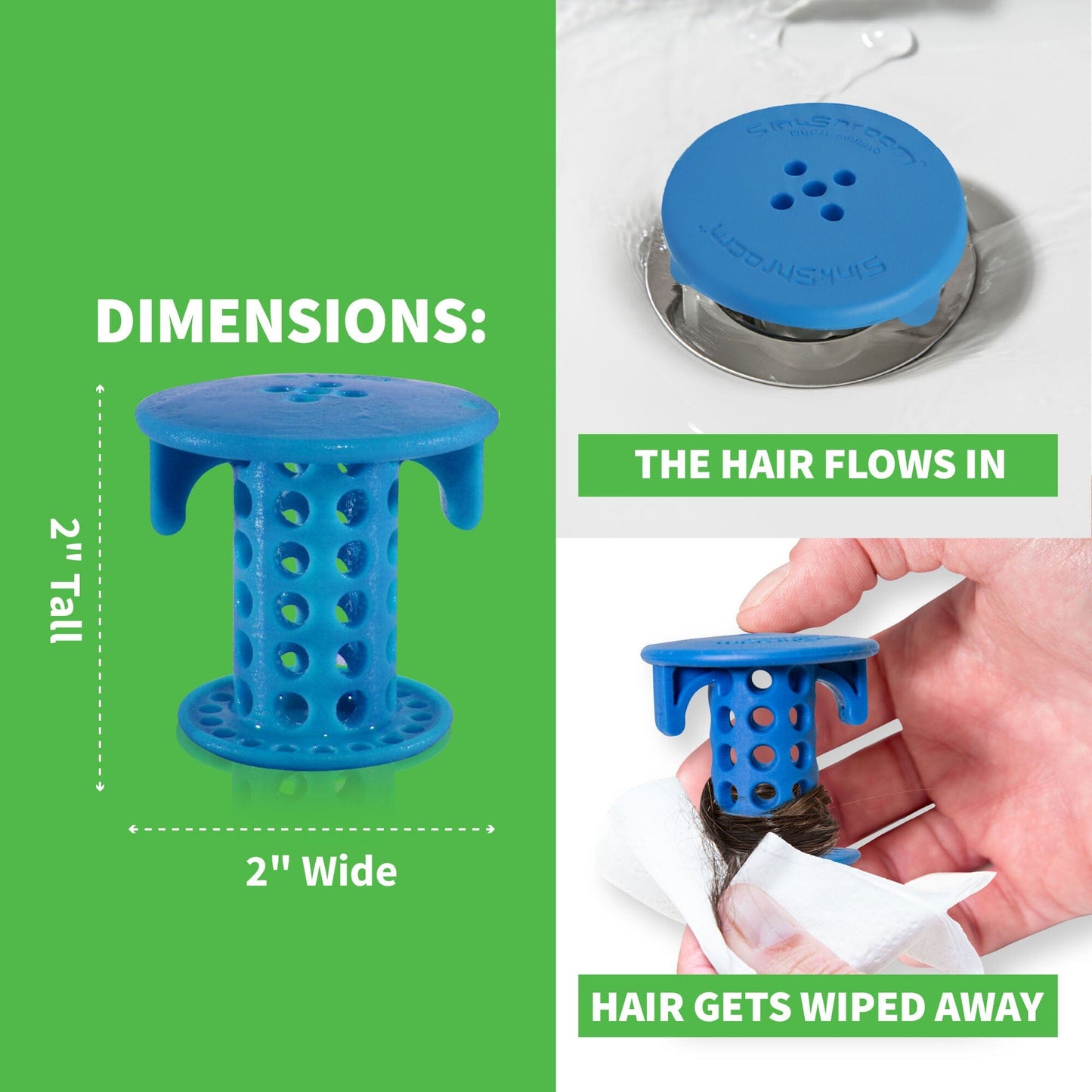 SinkShroom® (Blue) The Hair Catcher That Prevents Clogged Bathroom Sink Drains Drain Protector Juka Innovations Corporation 