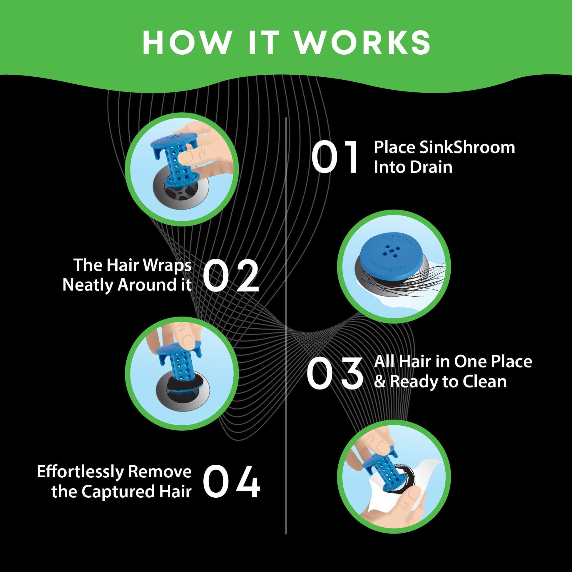 SinkShroom® (Blue) The Hair Catcher That Prevents Clogged Bathroom Sink Drains Drain Protector Juka Innovations Corporation 