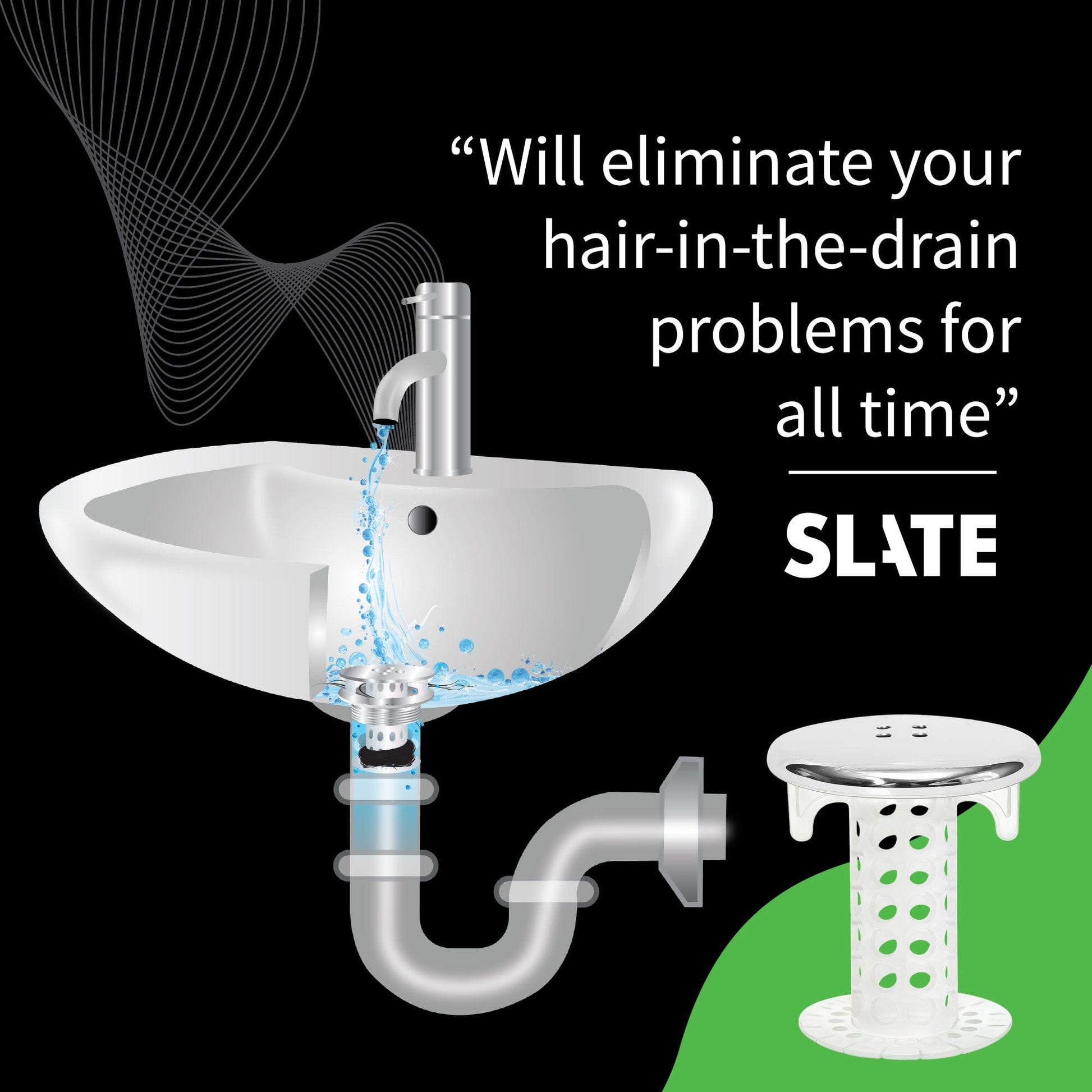 SinkShroom (Chrome Edition) The Hair Catcher That Prevents Clogged Bathroom Sink Drains Drain Protector Juka Innovations Corporation 