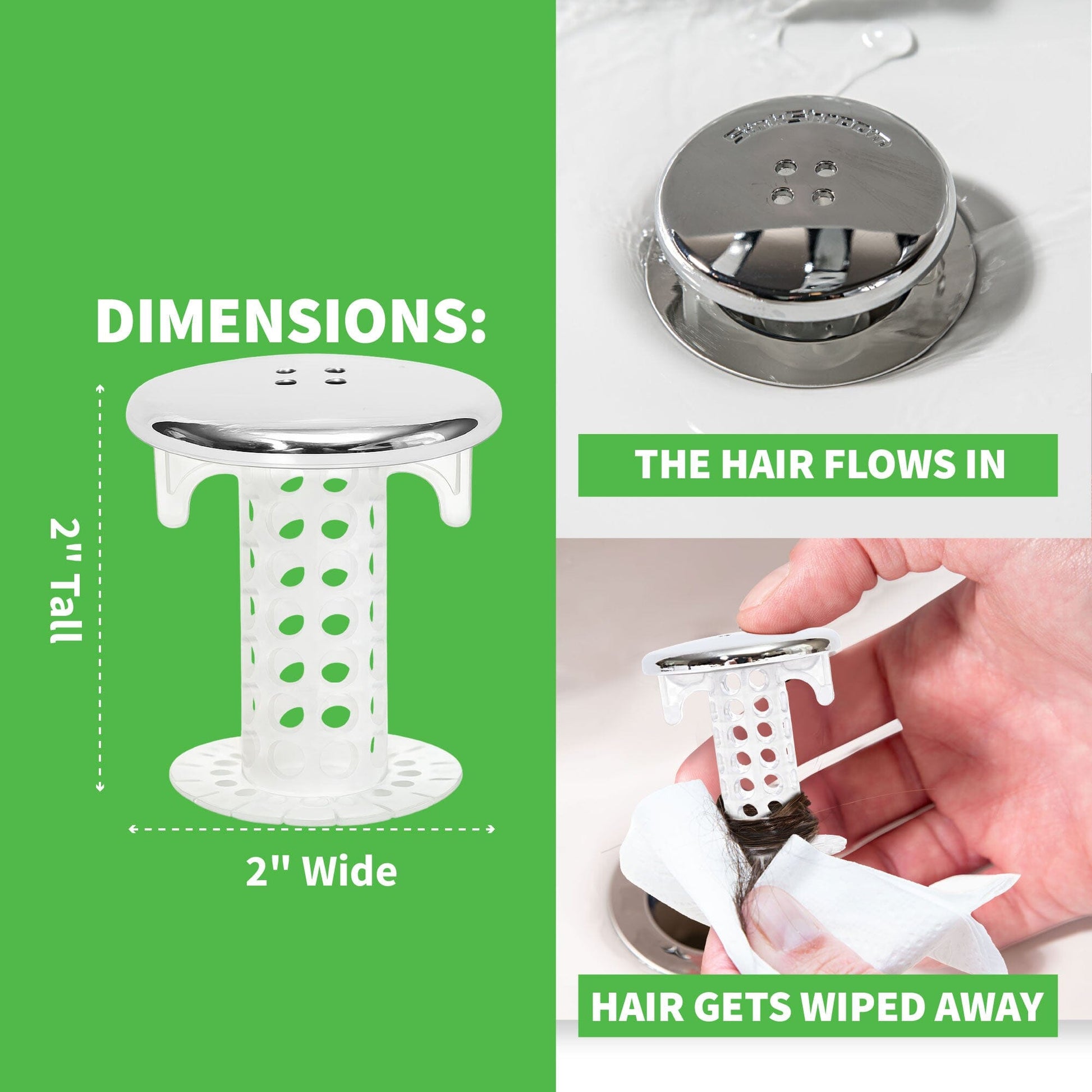 SinkShroom (Chrome Edition) The Hair Catcher That Prevents Clogged Bathroom Sink Drains Drain Protector Juka Innovations Corporation 