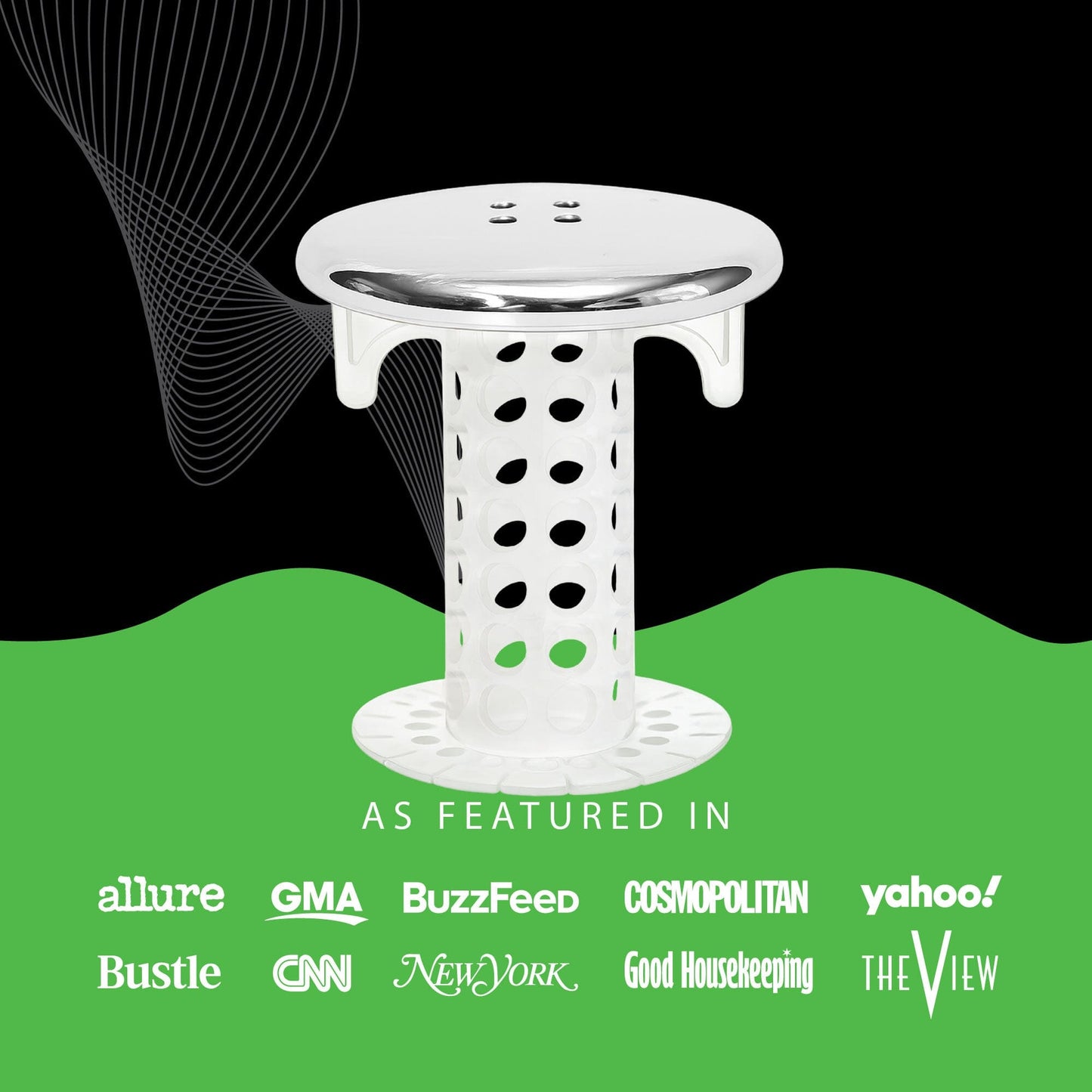 SinkShroom (Chrome Edition) The Hair Catcher That Prevents Clogged Bathroom Sink Drains Drain Protector Juka Innovations Corporation 