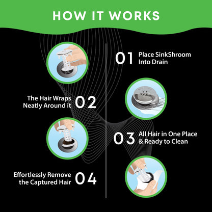SinkShroom (Chrome Edition) The Hair Catcher That Prevents Clogged Bathroom Sink Drains Drain Protector Juka Innovations Corporation 