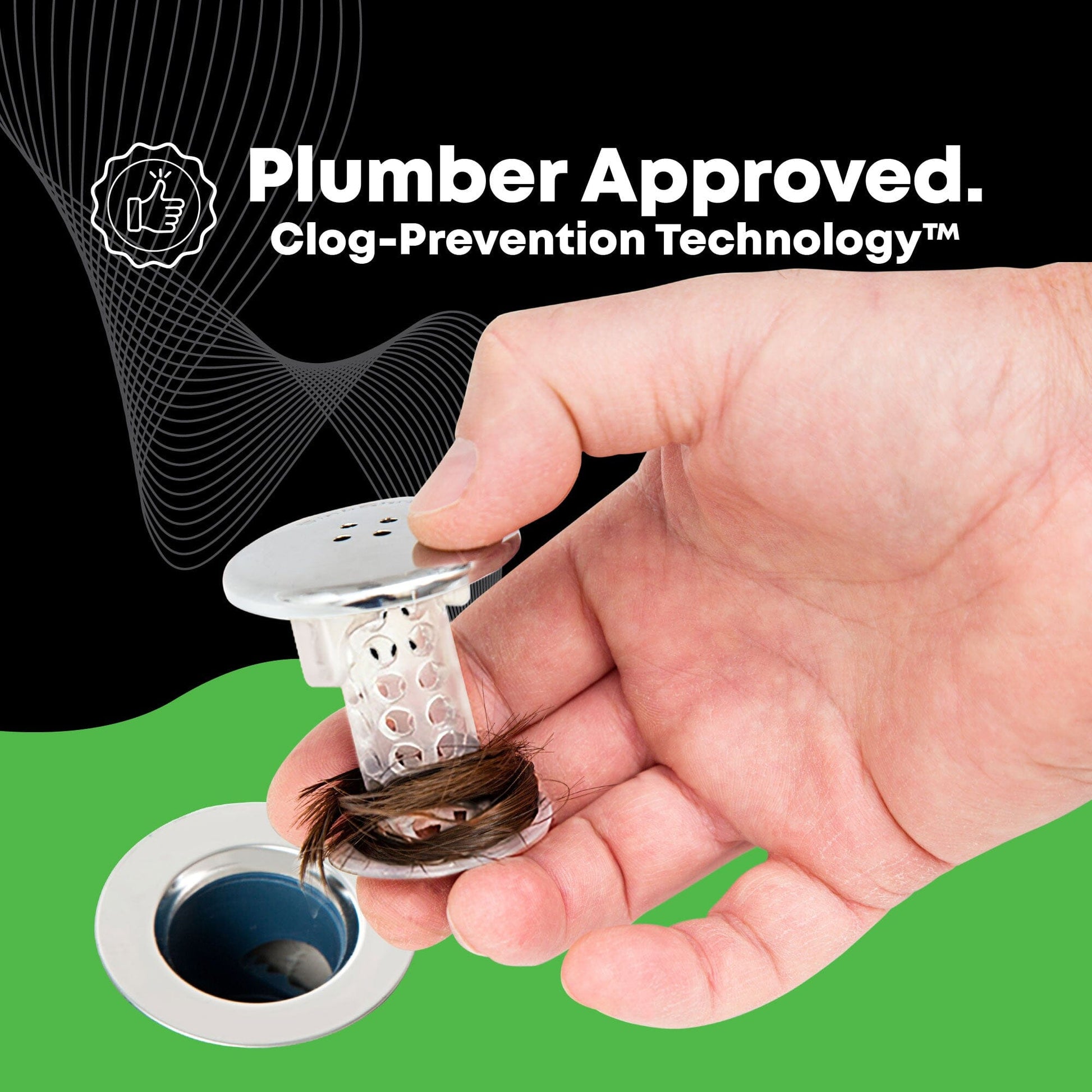 SinkShroom (Chrome Edition) The Hair Catcher That Prevents Clogged Bathroom Sink Drains Drain Protector Juka Innovations Corporation 