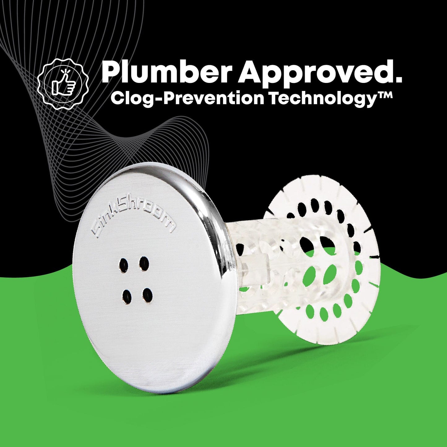 SinkShroom (Chrome Edition) The Hair Catcher That Prevents Clogged Bathroom Sink Drains Drain Protector Juka Innovations Corporation 