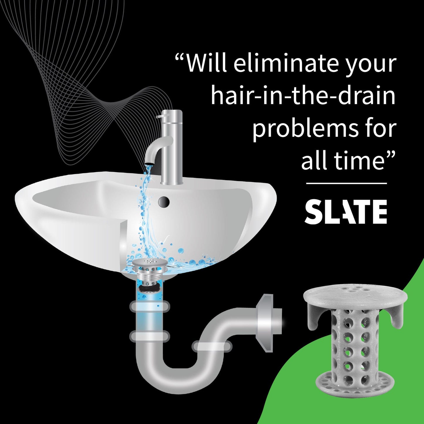 SinkShroom® (Gray) The Hair Catcher That Prevents Clogged Bathroom Sink Drains Drain Protector Juka Innovations Corporation 
