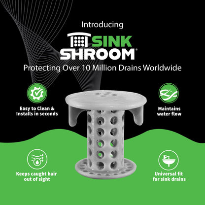 SinkShroom® (Gray) The Hair Catcher That Prevents Clogged Bathroom Sink Drains Drain Protector Juka Innovations Corporation 