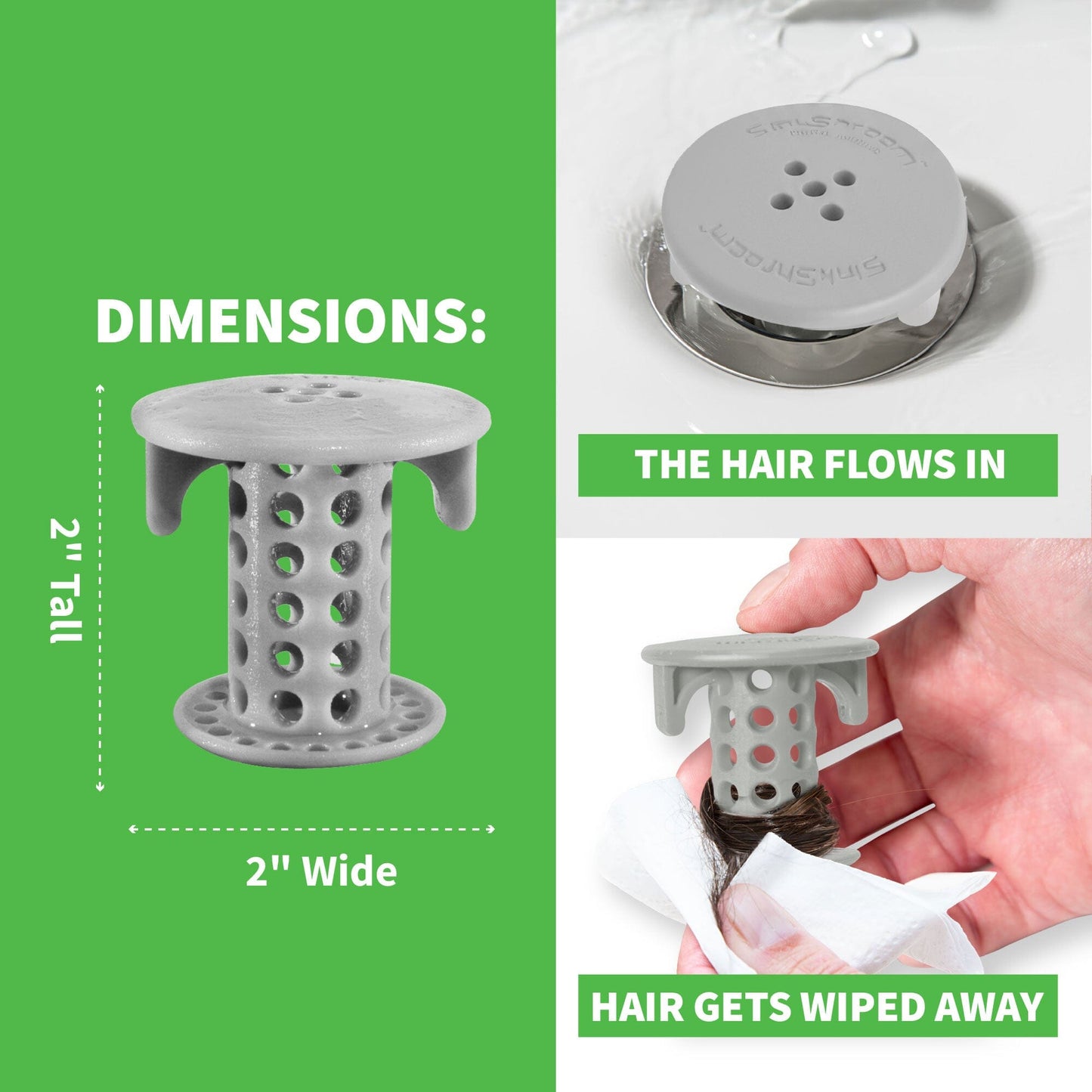 SinkShroom® (Gray) The Hair Catcher That Prevents Clogged Bathroom Sink Drains Drain Protector Juka Innovations Corporation 