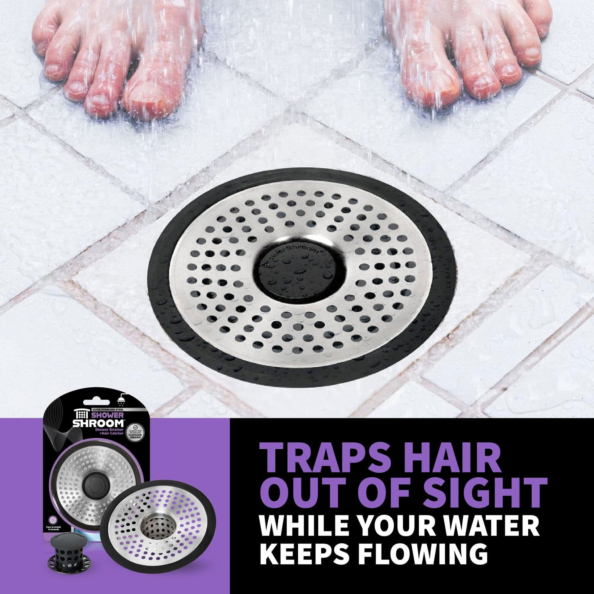 ShowerShroom (Ultra Edition) Strainer That Prevents Clogged Shower Stall Drains TubShroom.com 
