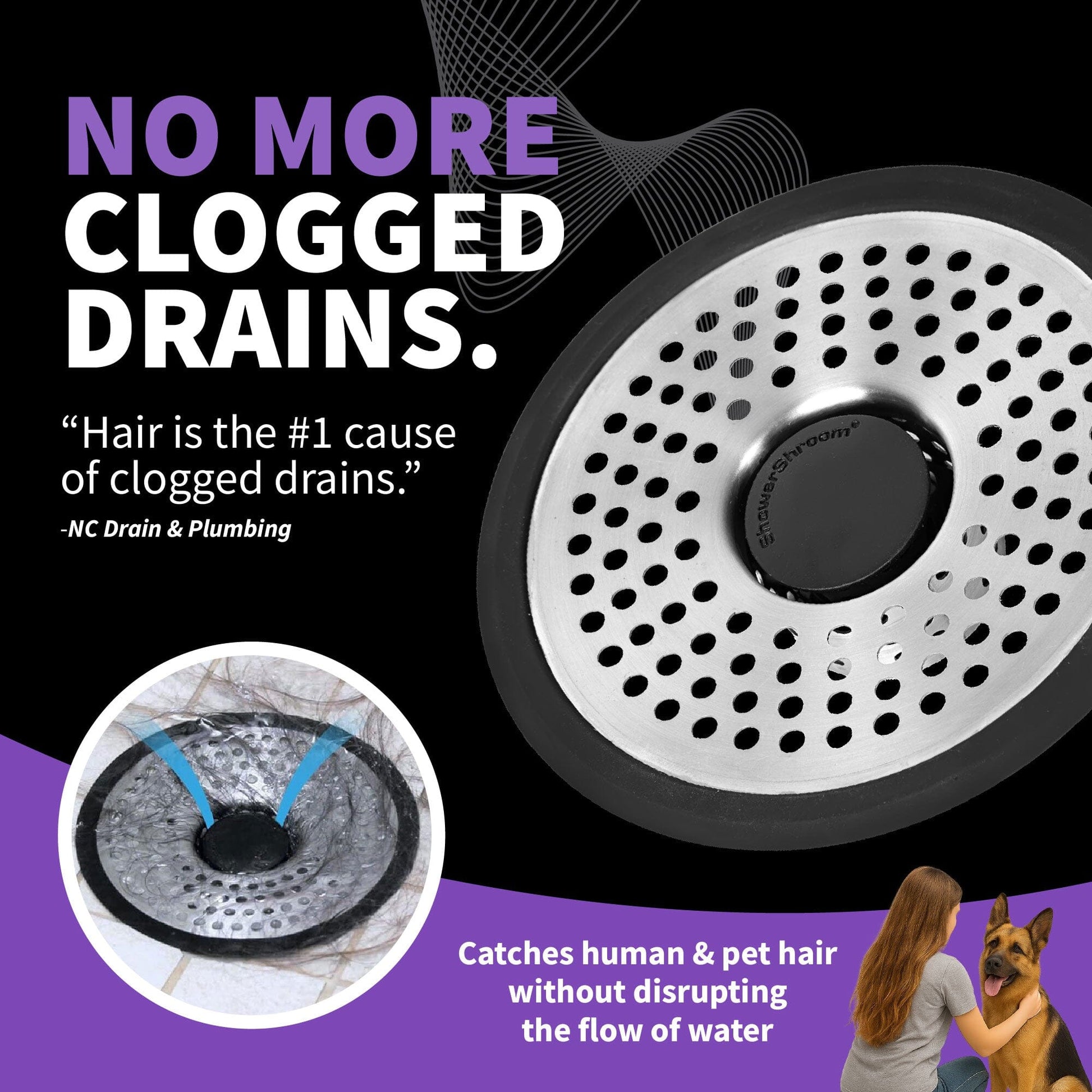 ShowerShroom (Ultra Edition) Strainer That Prevents Clogged Shower Stall Drains TubShroom.com 