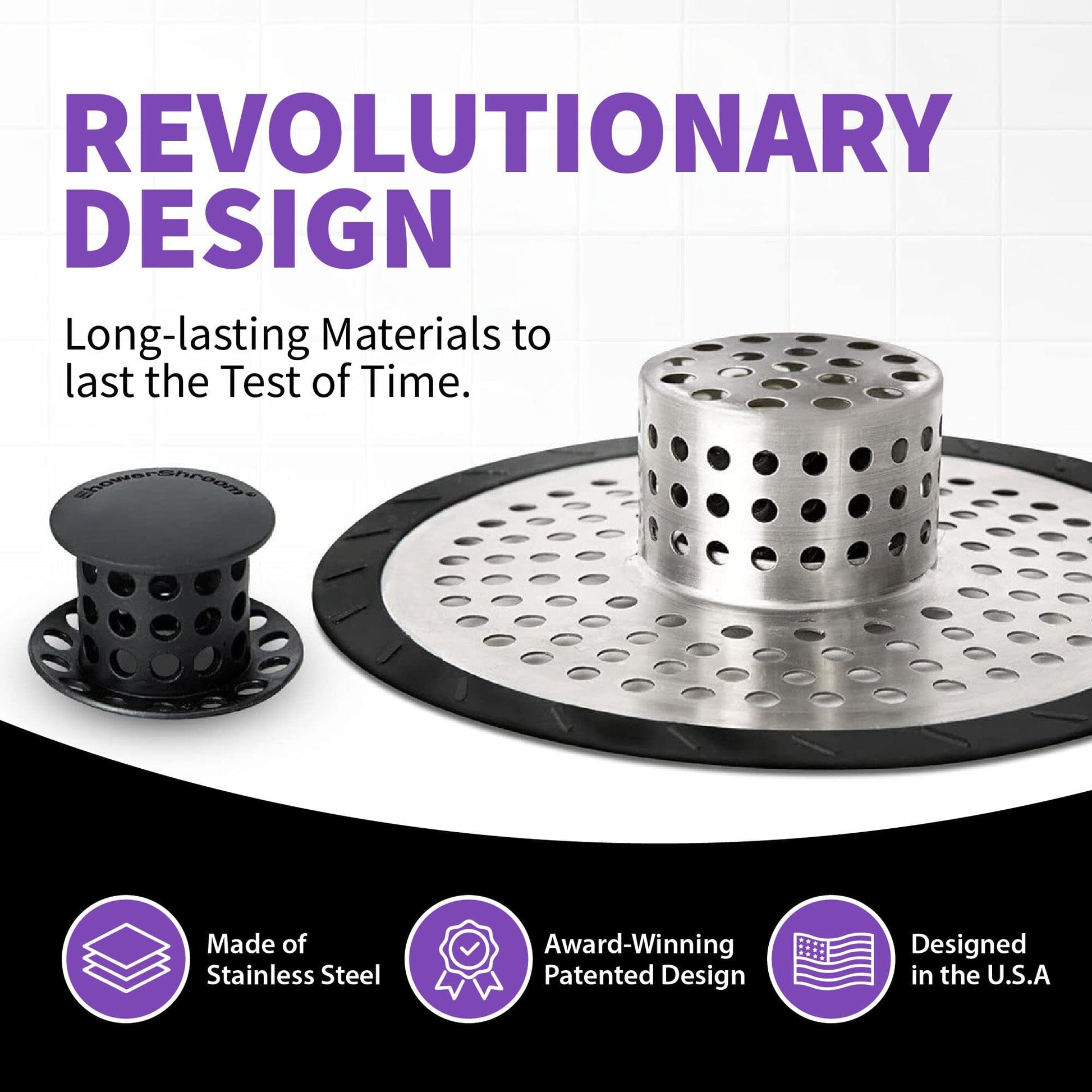 ShowerShroom (Ultra Edition) Strainer That Prevents Clogged Shower Stall Drains TubShroom.com 