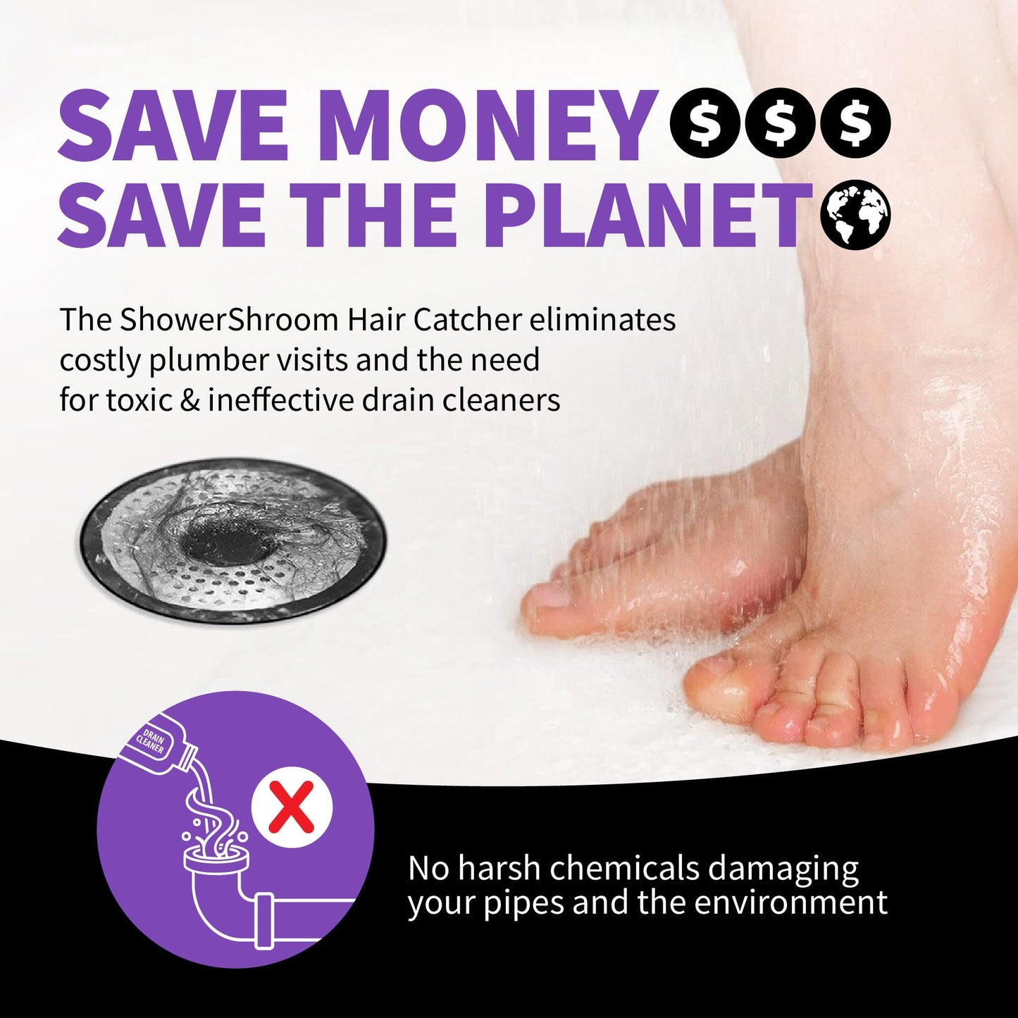 ShowerShroom (Ultra Edition) Strainer That Prevents Clogged Shower Stall Drains TubShroom.com 