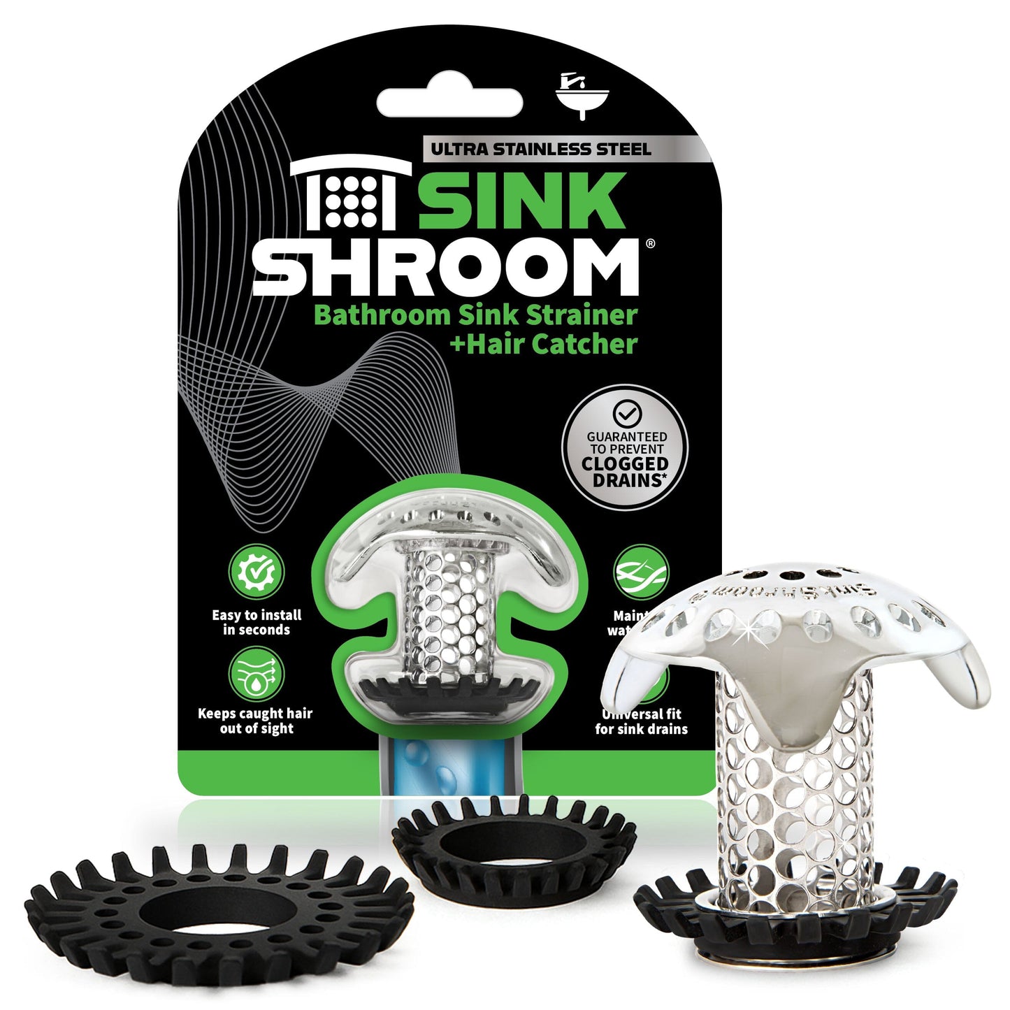 SinkShroom (Ultra Edition) The Hair Catcher That Prevents Clogged Bathroom Sink Drains Drain Protector Juka Innovations Corporation 