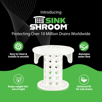 SinkShroom® (White) The Hair Catcher That Prevents Clogged Bathroom Sink Drains Drain Protector Juka Innovations Corporation 