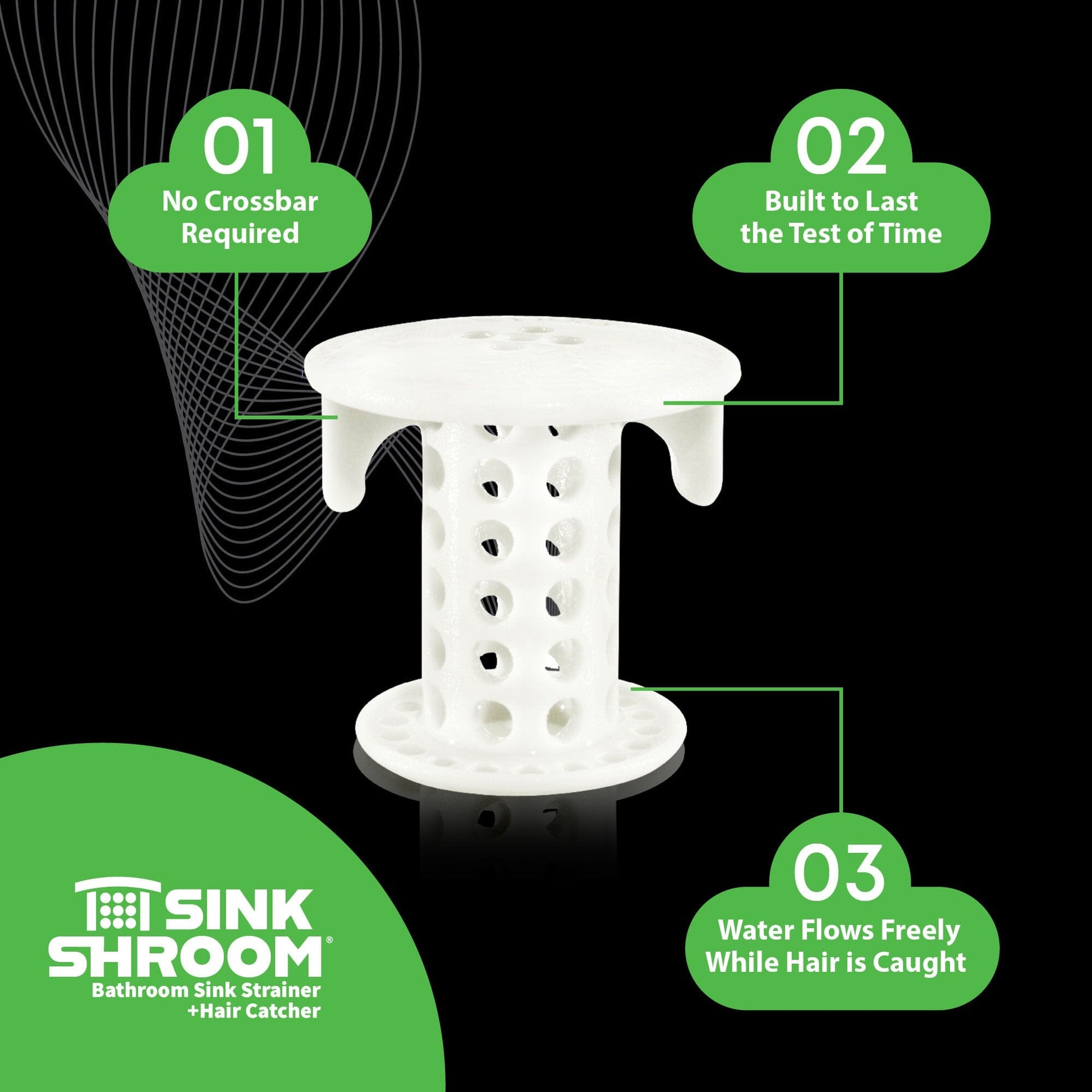 SinkShroom® (White) The Hair Catcher That Prevents Clogged Bathroom Sink Drains Drain Protector Juka Innovations Corporation 