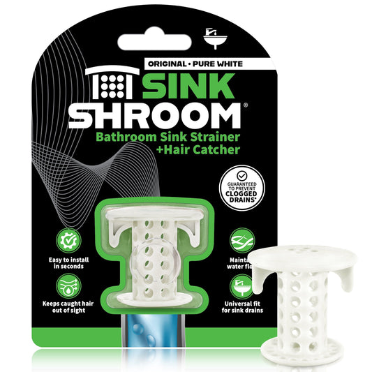 SinkShroom® (White) The Hair Catcher That Prevents Clogged Bathroom Sink Drains Drain Protector Juka Innovations Corporation 