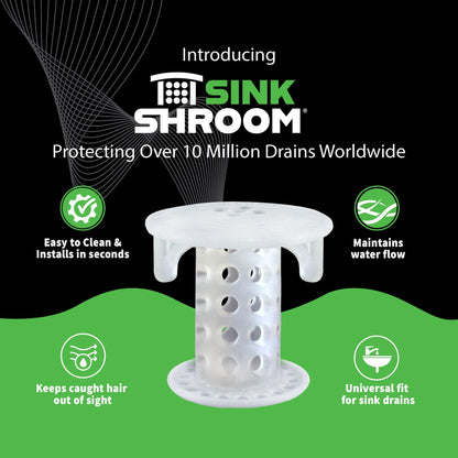 SinkShroom® (Clear) The Hair Catcher That Prevents Clogged Bathroom Sink Drains Drain Protector Juka Innovations Corporation 