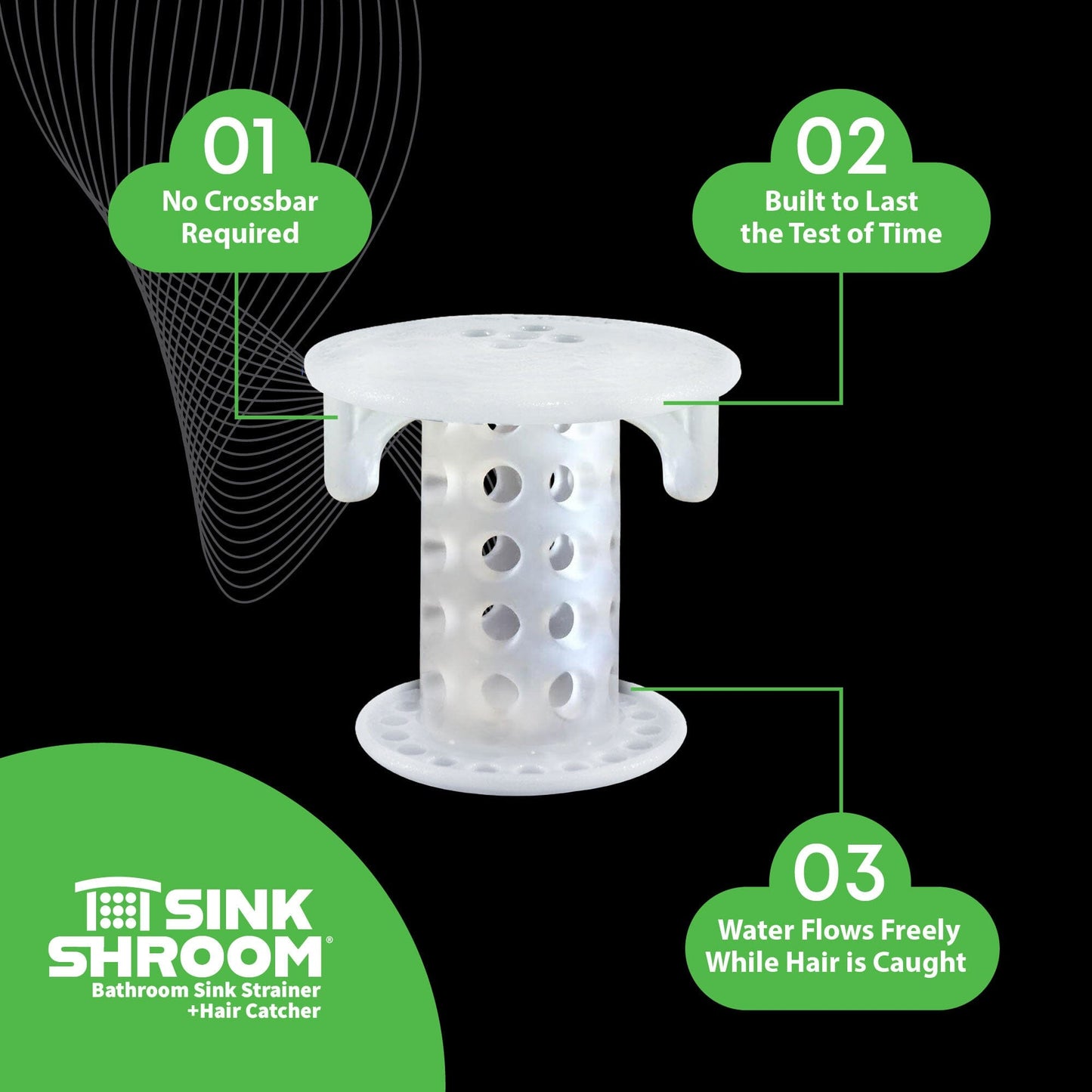 SinkShroom® (Clear) The Hair Catcher That Prevents Clogged Bathroom Sink Drains Drain Protector Juka Innovations Corporation 