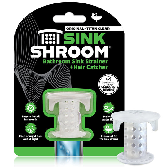 SinkShroom® (Clear) The Hair Catcher That Prevents Clogged Bathroom Sink Drains Drain Protector Juka Innovations Corporation 