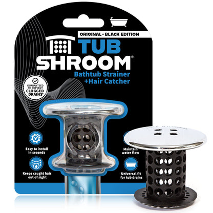 TubShroom® (Black Chrome) The Hair Catcher That Prevents Clogged Tub Drains Drain Protector Juka Innovations Corporation 