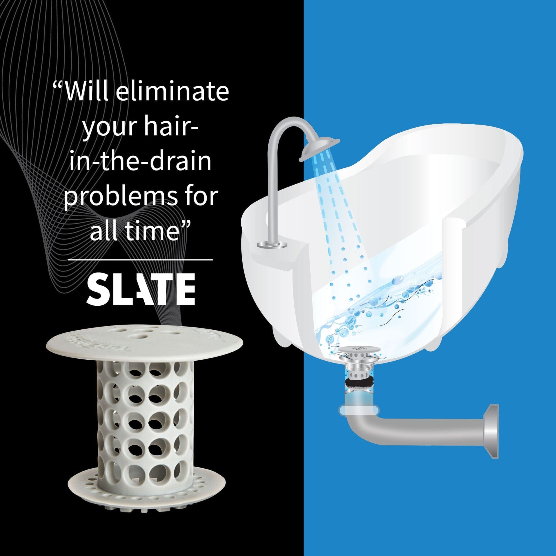 TubShroom (Gray) The Hair Catcher That Prevents Clogged Tub Drains Drain Protector Juka Innovations Corporation 