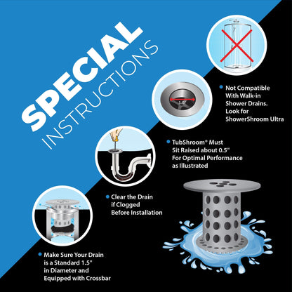 TubShroom (Gray) The Hair Catcher That Prevents Clogged Tub Drains Drain Protector Juka Innovations Corporation 