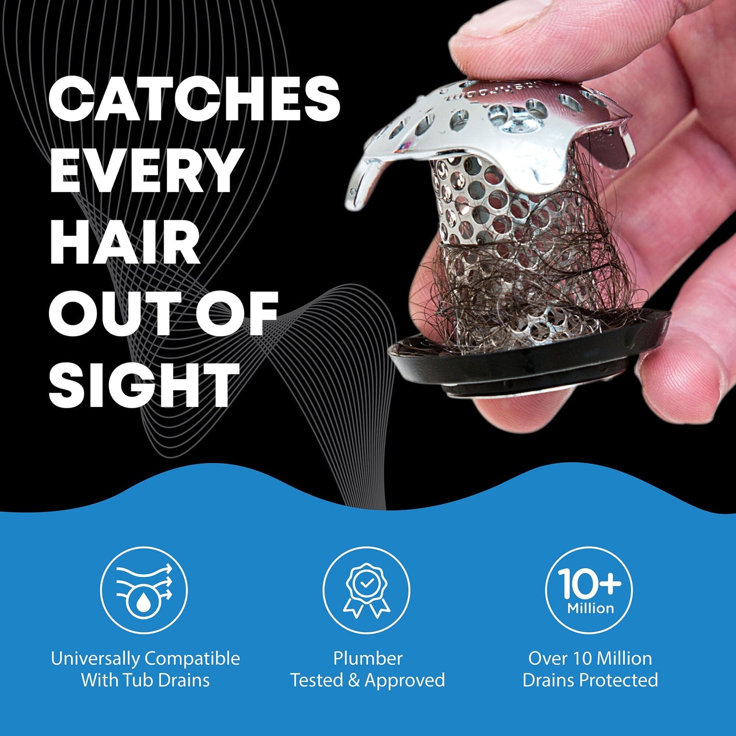 TubShroom Ultra (Stainless) Hair Catcher to Prevent Clogged Tub Drains Drain Protector Juka Innovations Corporation 