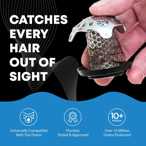 TubShroom Ultra (Stainless) Hair Catcher to Prevent Clogged Tub Drains