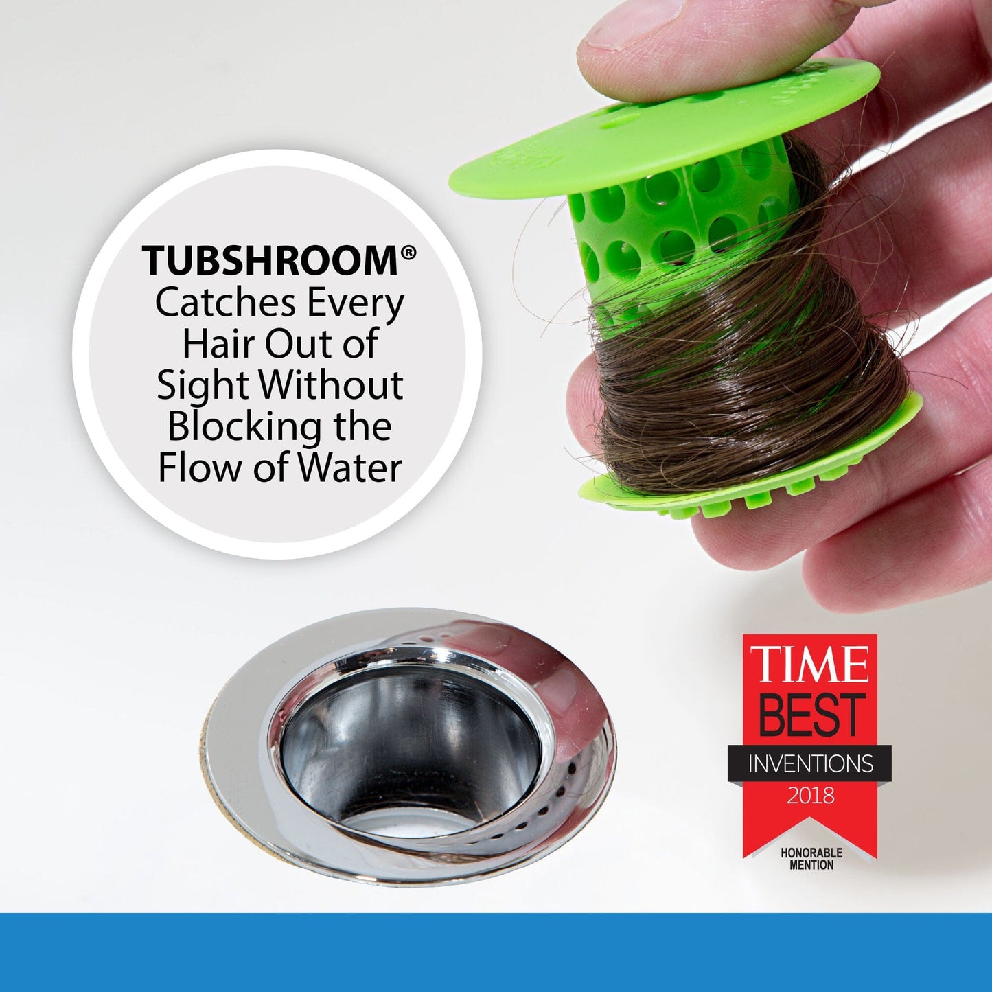 TubShroom (Green) The Hair Catcher That Prevents Clogged Tub Drains Drain Protector Juka Innovations Corporation 